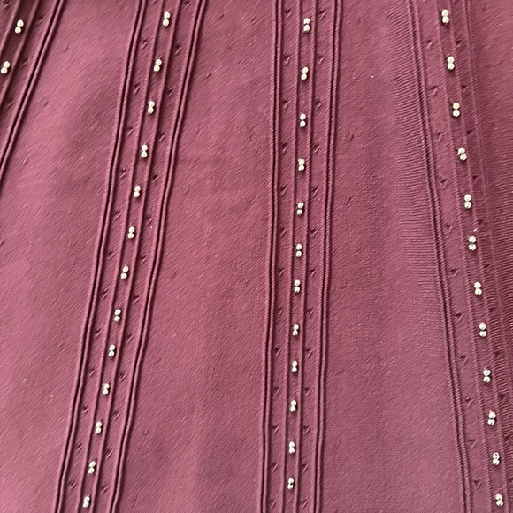 ✨sold✨ sandro • montaigne bordeaux bead embellished stud fit flare studded dress - Picture 9 of 12